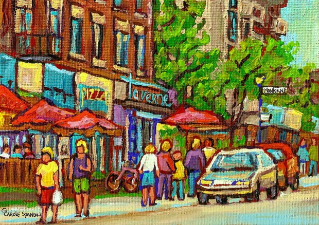 monkland-taverne-monkland-village-paintings-of-montreal-city-scenes-notre-dame-de-grace-cafe-scenes-carole-spandau